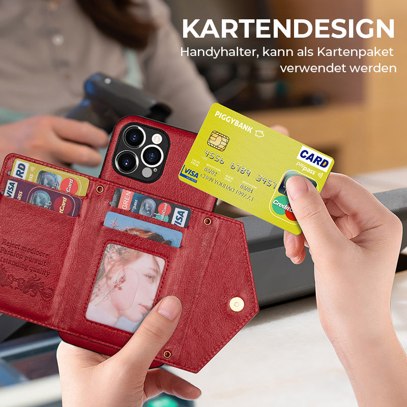Crossbody-Reißverschluss-Leder-Handyhüllen für iPhone