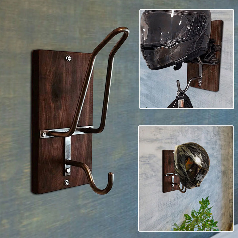 Motorradhelm-Wandhalterung aus Holz