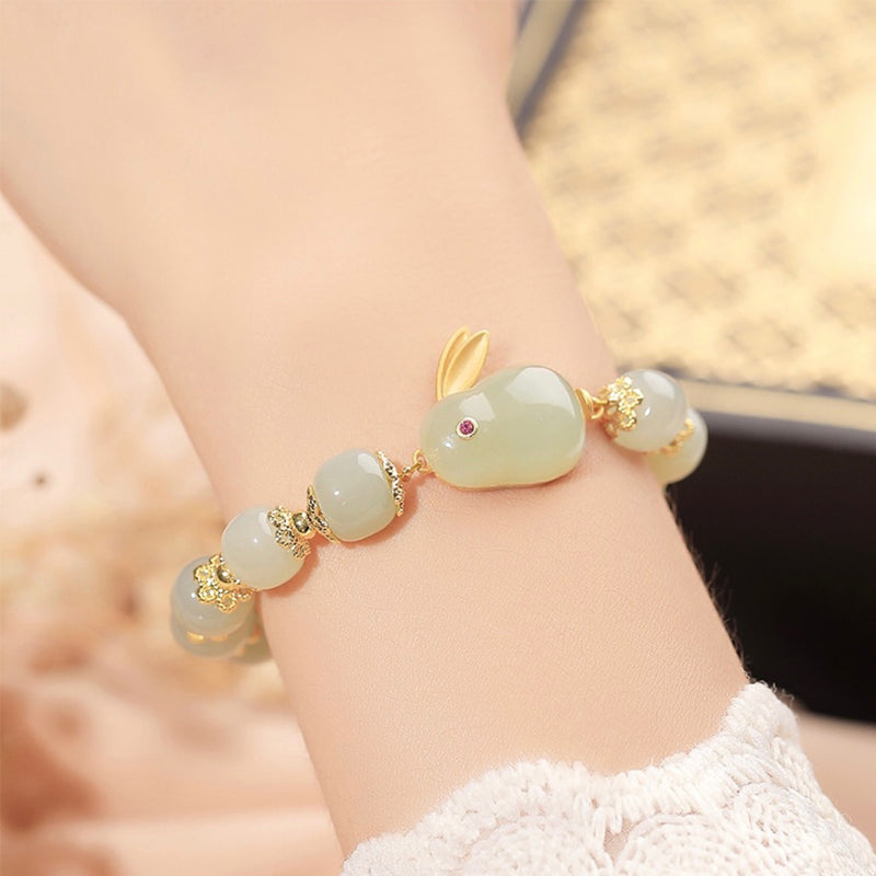 Süße Kaninchenarmband aus natürlicher Jade