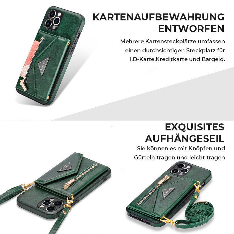 Crossbody-Reißverschluss-Leder-Handyhüllen für iPhone