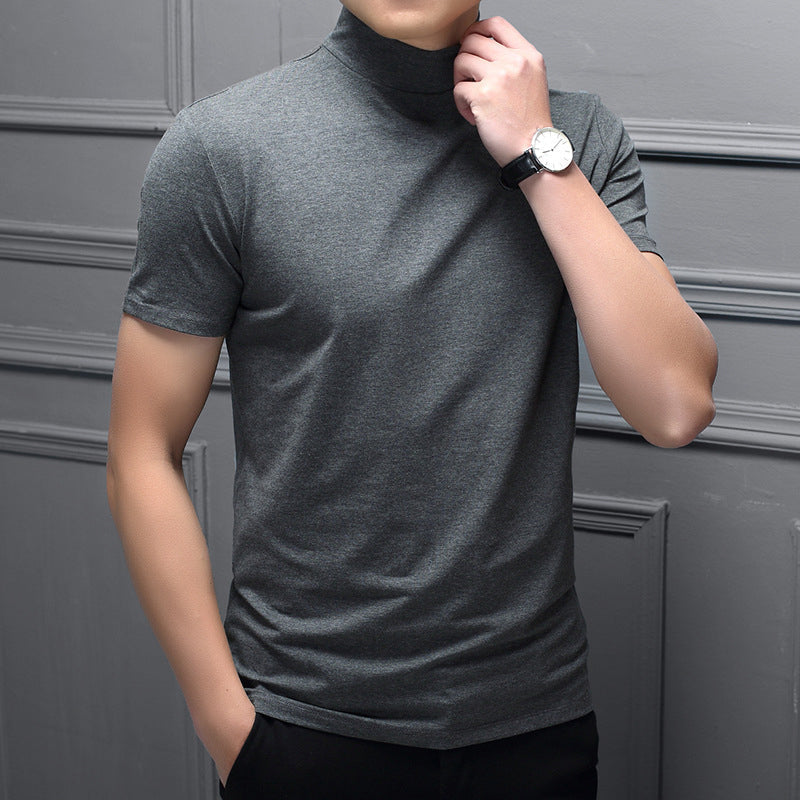 Herren Stehkragen Schmal geschnittenes T-Shirt