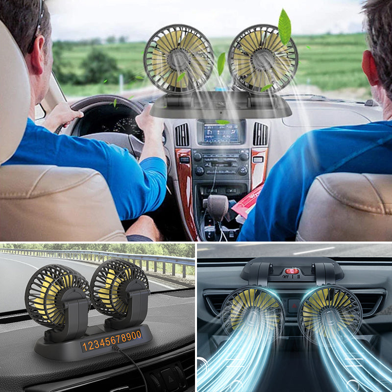 Faltbarer Auto Doppelkopf Lüfter