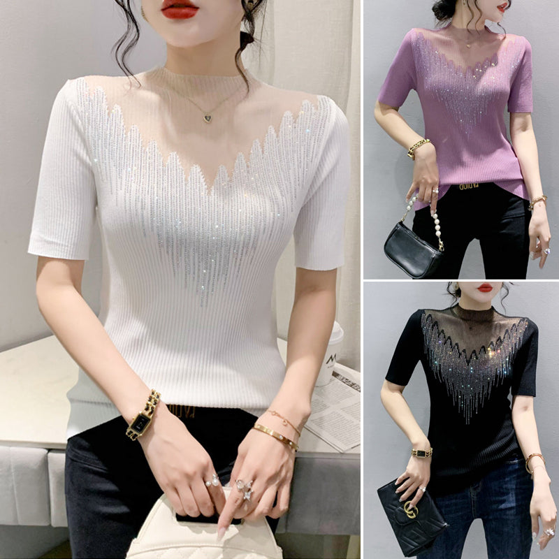 Modisches, diamantgestricktes T-Shirt