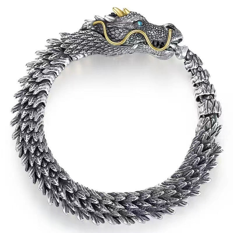 Silbernes handgefertigtes Drachenkettenarmband